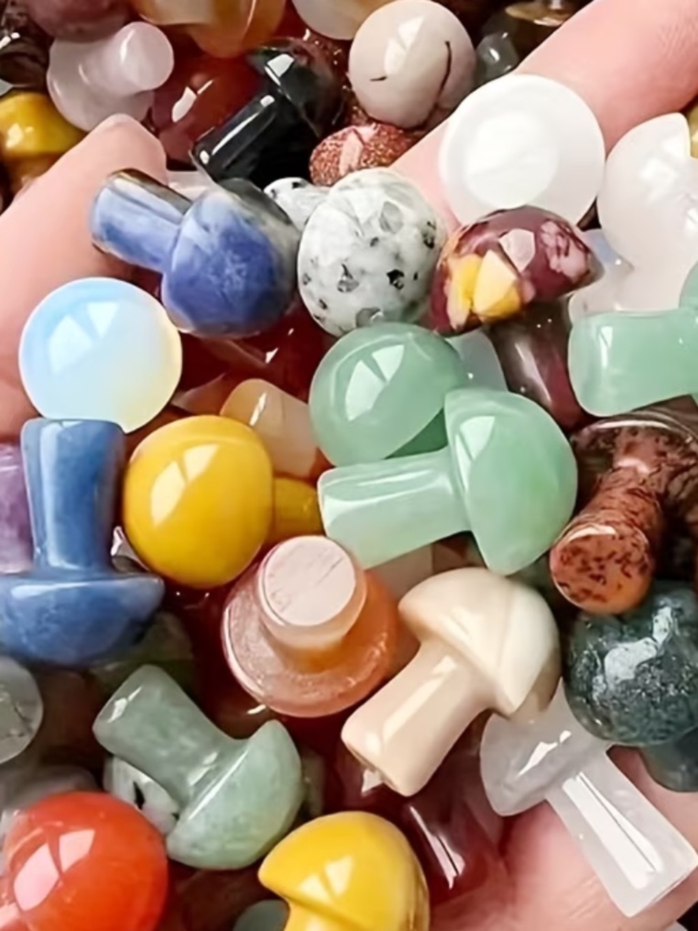 119 Assorted Multicolor Glass Mushrooms